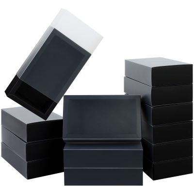 26 PCS Rectangle Drawer Kraft Boxes Small Cardboard Present Packaging Boxes for Party Favor Treats, Candy and Jewelry Crafts, 6.5 x 3.7 x 1.6 inch (Clear,Black)