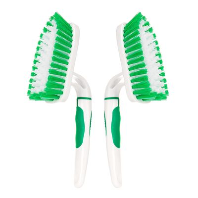 2-Pack Scrub Brush for Cleaning with Long Handle,Medium Firm Brush Bathroom Cleaning Supplies and Bathtub Cleaner and Shower Cleaning Brush,Multi-Scene Use for Kitchen or Carpet Brush,White&Green