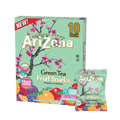 AriZona Fruit Snacks, Green Tea - 0.9 oz Bags (10 Count)