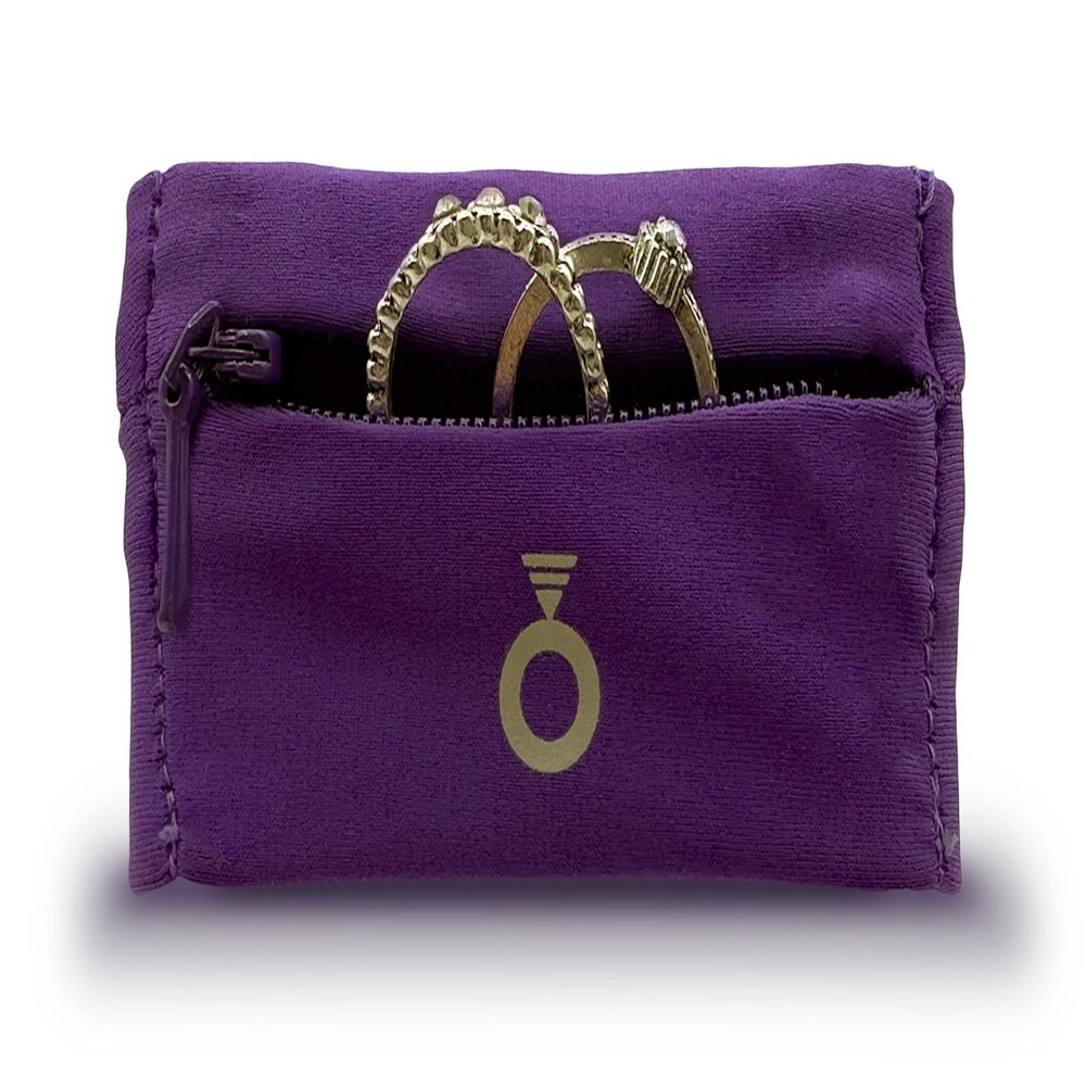 RingHero Wristband Ring Holder: Secure Wedding & Engagement Ring Pouch for Gym, Travel & Work | Prevent Loss & Damage | Hidden Zippered Pocket for Valuables | 4-Way Stretch - Purple
