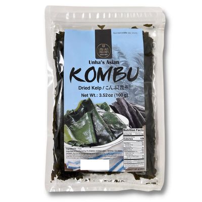 Korean Wild Kombu, Hand-Harvested Dried Kelp, 3.52 oz 1 Pack, 100% Natural Seaweed for Dashi, Soup Base, and Broth  Product of Korea