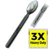 3X Heavy Duty Plastic Spoons Individually Wrapped, Sturdy Like Silverware, 100 Pack Black Disposable Spoons Bulk, Packaged To-Go Utensil Set, Perfect for Event Catering, Restaurant and Take Out. view 1