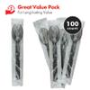 3X Heavy Duty Plastic Spoons Individually Wrapped, Sturdy Like Silverware, 100 Pack Black Disposable Spoons Bulk, Packaged To-Go Utensil Set, Perfect for Event Catering, Restaurant and Take Out. view 2