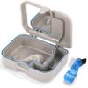 Annhua Denture Cup Bath Box Case with Mirror and Cleaning Brush, Denture Container with Brush Retainer Cleaning Case Mouth Guard Storage Soaking Cup Holder for Travel, Office, Household Use view 1