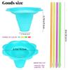 Oomcu 50 PCS Colorful Flower Snow Cone Cups with Cone Spoon Straws,Small Plastic Shaved Ice Drip Cones Snack Ice Cream Supplies for Holiday Kids Party Birthday Summer (8 OZ) view 2