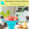 Oomcu 50 PCS Colorful Flower Snow Cone Cups with Cone Spoon Straws,Small Plastic Shaved Ice Drip Cones Snack Ice Cream Supplies for Holiday Kids Party Birthday Summer (8 OZ) view 4
