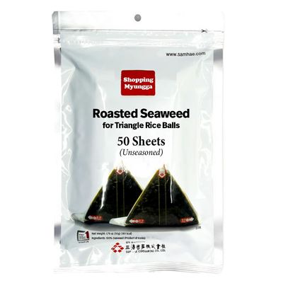 KOREAC_ Myungga [50 Sheets] Seaweed Wrappers for Triangular Onigiri Rice Ball (50sheets), Korean laver (Gim)_Made in Korea