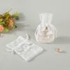 KHBNHJ 12 Pcs White Lace Organza Drawstring Bags, 3.9 x 5.5 Inch Wedding Favor Gift Bags with Maple Leaf Embroidery, Mesh Jewelry Pouches Gift Bags for Wedding Supplies Bridal Shower view 1