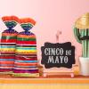 Spakon 100 Pcs Mexican Fiesta Cellophane Treat Bags Mexico Plastic Candy Bags Cinco De Mayo Hispanic Goody Sacks Fiesta Party Favor Goodie Gift Sack Birthday Party Decor, with 150 Red Twist Ties view 3