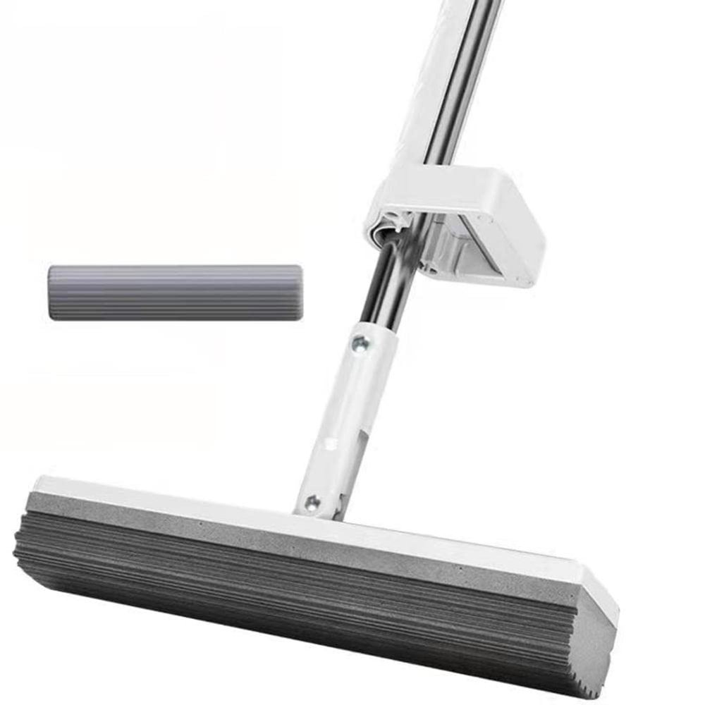 JINYISI Mop, Sponge Mop, Easy Squeeze, Hardwood Floor Cleaning, Mighty Thirsty, White, 31cm x 128cm, Stainless Steel Handle