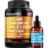 4-in-1 Liquid Biotin Collagen Keratin Saw Palmetto Drops (2 fl oz - 1 Pack) & 5-in-1 Ceylon Cinnamon w Turmeric & Ginseng Root (120ct) Bundle - Hair, Skin, Nails, & Immune Support Supplement view 1