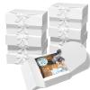 BoShahai 10 PCS Gift Boxes with Lids, 10.6x7.8x3.1 Inch Kraft Paper Gift Box, White with Ribbon, Bridesmaid Proposal Box for Wedding, Packaging, Present, Birthday, Cupcake view 1
