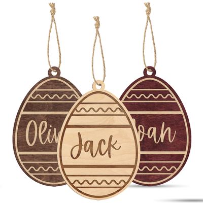 Personalized Easter Basket Tags w Name - Easter Egg, Plywood - Custom Easter Name Tags, Wooden Easter Bunny Gifts, Cute Easter Name Tag, Easter Bunny Ornaments
