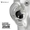 Decibullz 25-Decibel Noise-Reduction Earplugs for Hearing Protection, Custom-Molded Reusable Earplugs for Noise Sensitivity & Flights, Black view 2