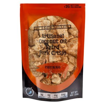 Ol' Uncle Porkers Keto-Friendly Pork Rinds Fried in Coconut Oil, 8 oz Bags, (Cinnamon Churro Flavor, Pack of 1)