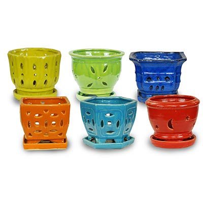 Ceramo 256605 5.5 in. Rainbow Orchid Pot, Pack of 12