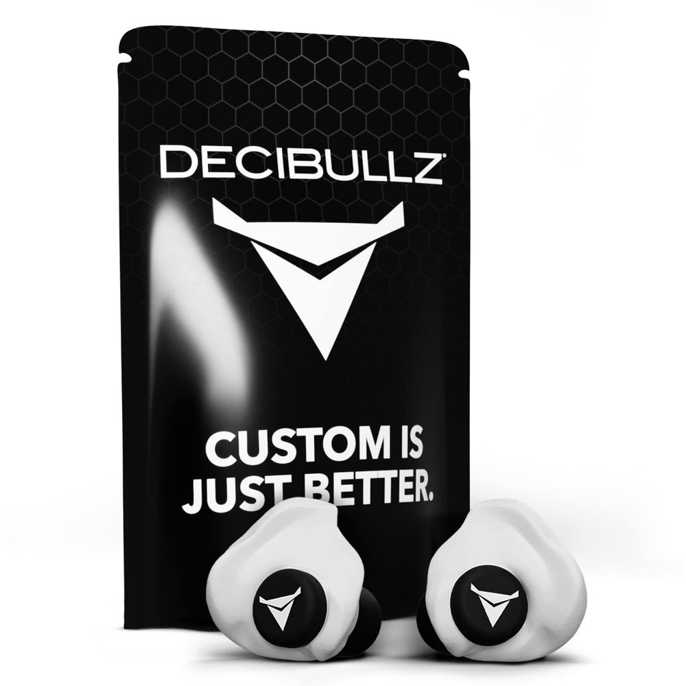 Decibullz 25-Decibel Noise-Reduction Earplugs for Hearing Protection, Custom-Molded Reusable Earplugs for Noise Sensitivity & Flights, White