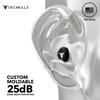 Decibullz 25-Decibel Noise-Reduction Earplugs for Hearing Protection, Custom-Molded Reusable Earplugs for Noise Sensitivity & Flights, White view 2