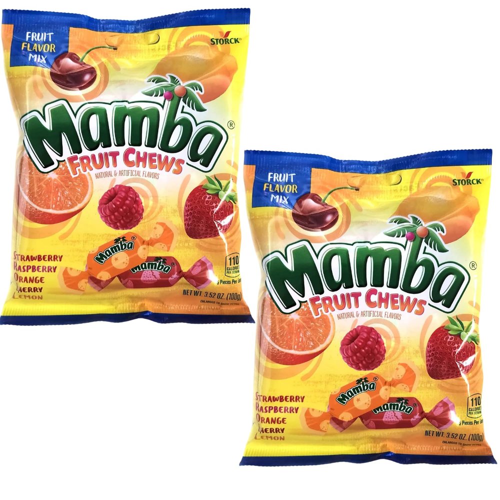 Mamba Fruit Chews Fruit Flavor Mix Bag (2 Pack) with 2 Gosutoys Stickers