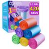 1.2 Gallon Small Trash Bags (420 Count) CCLINERS 1 Gallon Mini Garbage Bags 5l Bathroom Trash Can Liners (420 Bags, 6 Colors) view 1