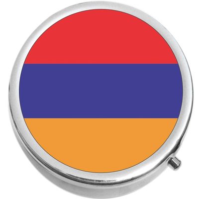 Armenia Flag Medicine Vitamin Compact Pill Box - Portable Pillbox case fits in Purse or Pocket