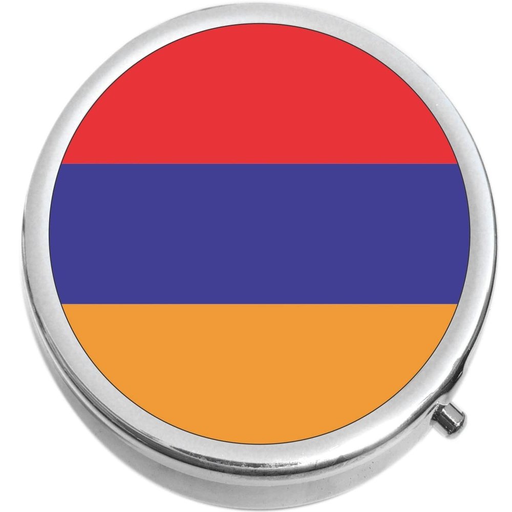 Armenia Flag Medicine Vitamin Compact Pill Box - Portable Pillbox case fits in Purse or Pocket