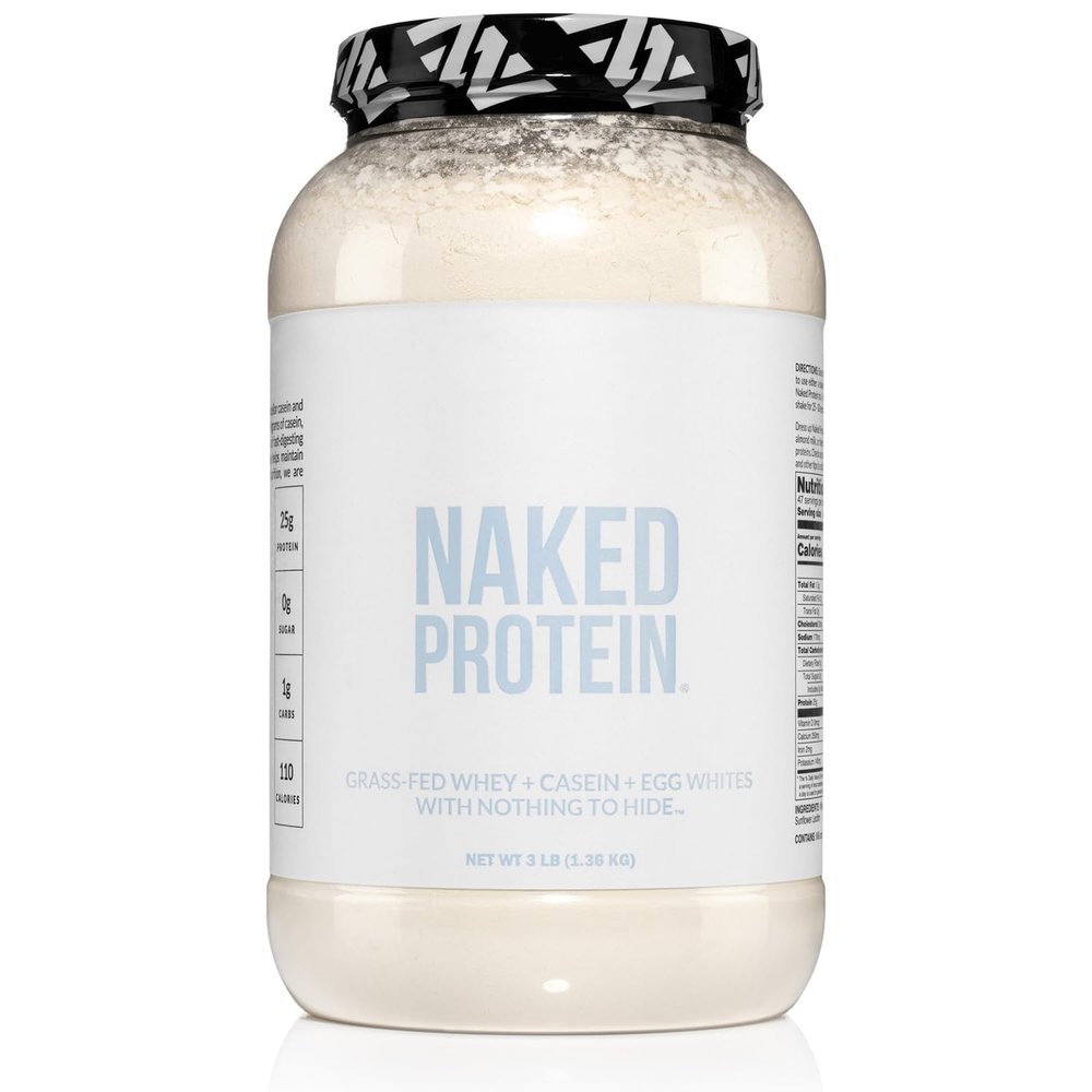 NAKED Protein Powder Blend - Whey, Casein and Egg Protein, Only 4 Ingredients, Non-GMO, No Soy, Gluten Free, No Artificial Sweeteners, Flavors Or Colors, Keto and Paleo Friendly - 3 LB