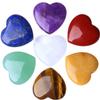 7 PCS Chakra Heart Crystals Pocket Natural Stones Polished Amethyst Palm Assorted Healing Crystal Love Shaped Gemstones 0.8" Set Reiki Energy Balancing Meditation Mother's Day Gift view 1