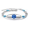 FenFang Personalized Emergency ID Alert Medical Bracelets for Women Free Engrave Diabetes Information Bracelets Tag Stainless Steel Waterproof Bracelets, blue view 1