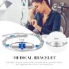 FenFang Personalized Emergency ID Alert Medical Bracelets for Women Free Engrave Diabetes Information Bracelets Tag Stainless Steel Waterproof Bracelets, blue view 3