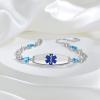 FenFang Personalized Emergency ID Alert Medical Bracelets for Women Free Engrave Diabetes Information Bracelets Tag Stainless Steel Waterproof Bracelets, blue view 4