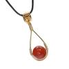 Carnelian Crystal Necklace - Handmade Wire Wrapped Healing Stone Bead Pendant - Fidget Anxiety Necklace for Women - Spinner Round Bead (Gold) view 1