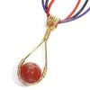 Carnelian Crystal Necklace - Handmade Wire Wrapped Healing Stone Bead Pendant - Fidget Anxiety Necklace for Women - Spinner Round Bead (Gold) view 2