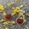 Carnelian Crystal Necklace - Handmade Wire Wrapped Healing Stone Bead Pendant - Fidget Anxiety Necklace for Women - Spinner Round Bead (Gold) view 4