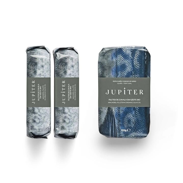 Jupiter - Gourmet Canned Mackerel Fillet in Biologic Olive Oil - 4.23oz / 120gr (Pack of 5 cans)