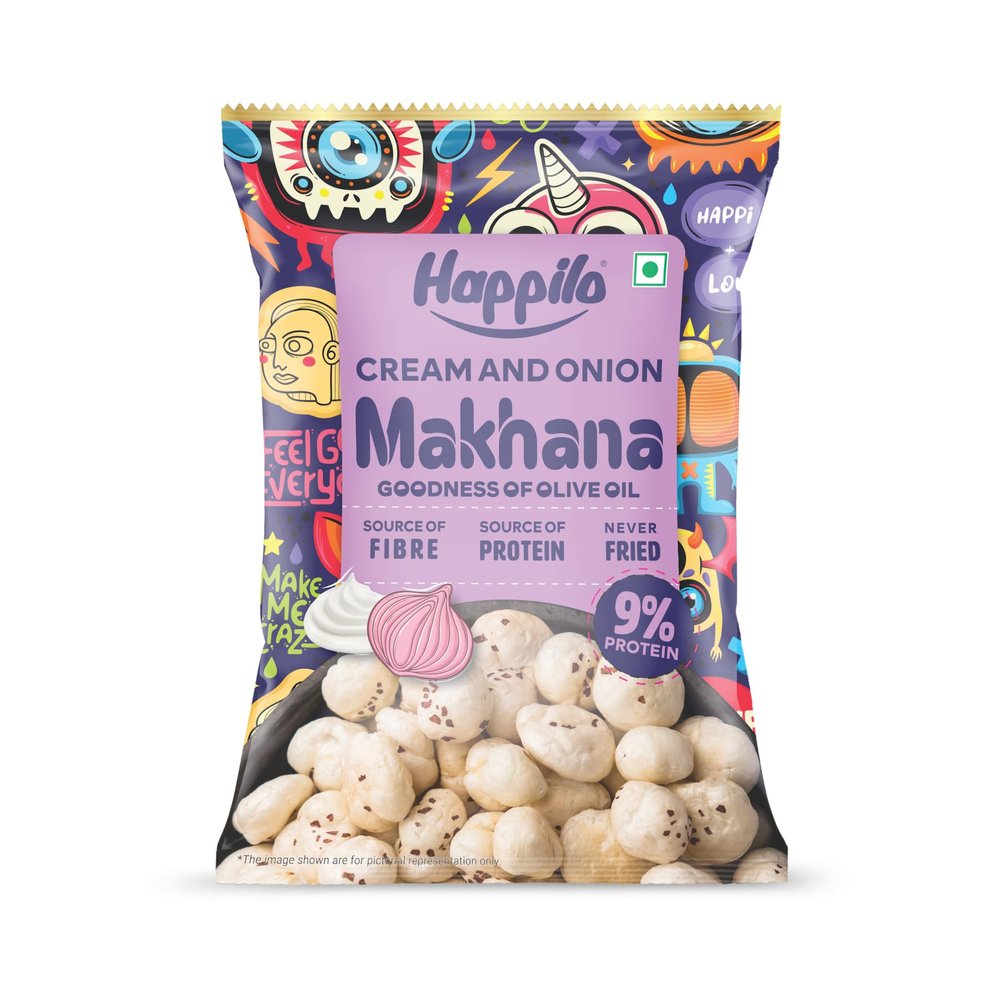 Happilo Makhana Cream & Onion 55g Roasted Foxnut Snack