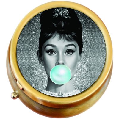Audrey Hepburn Bubble Brass Pill Box