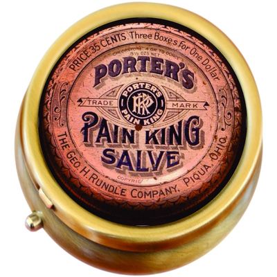 Apothecary Vintage Pain King Salve Brass Pill Box