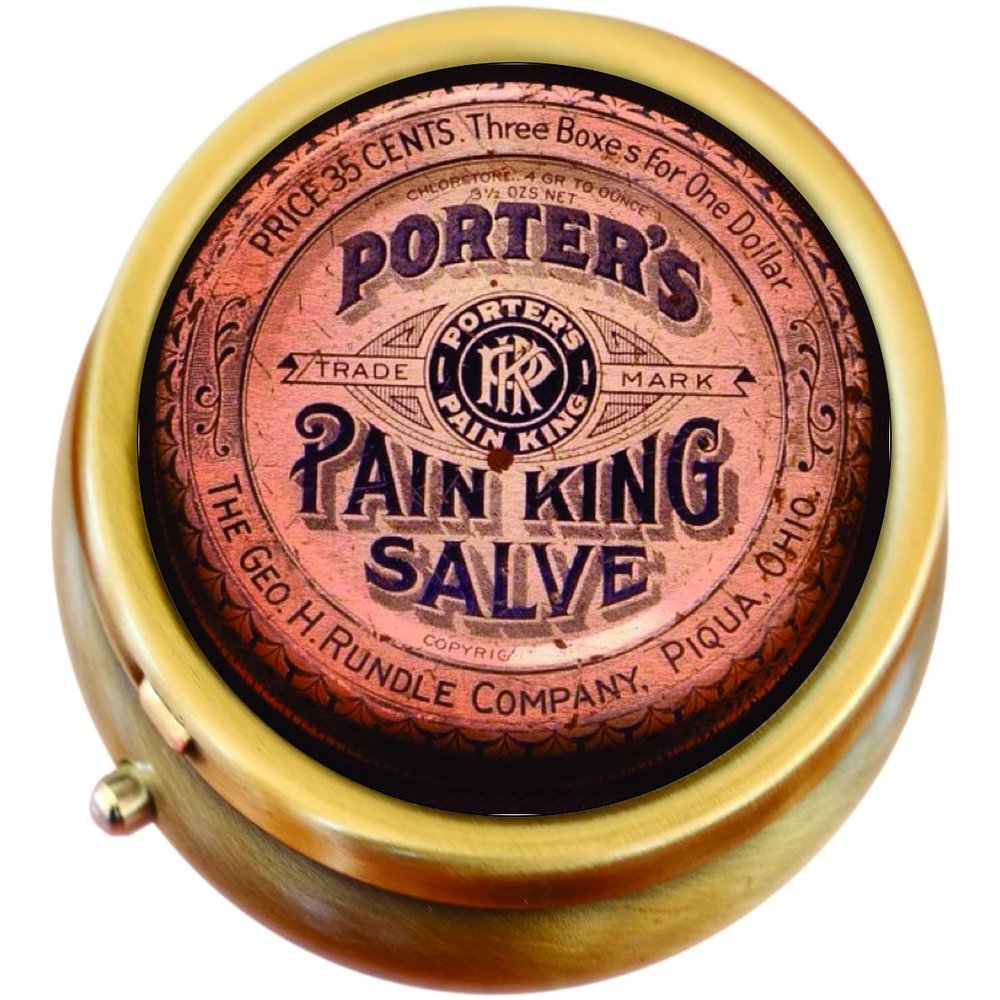 Apothecary Vintage Pain King Salve Brass Pill Box