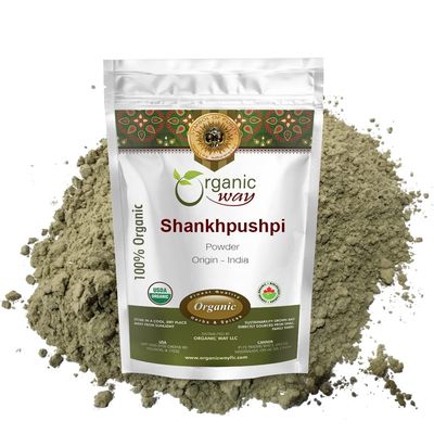 Organic Way Shankhpushpi (Convolvulus prostratus) Powder - Organic & Kosher Certified | Raw, Vegan, Non GMO & Gluten Free | USDA Certified | Origin - India (1/2LBS / 8Oz)