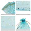 100 Moon Star Organza Jewelry Gift Pouch Candy Pouch Moon Drawstring Wedding Favor Bags AUG (5x7 inch, turquoise) view 3