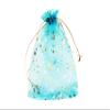 100 Moon Star Organza Jewelry Gift Pouch Candy Pouch Moon Drawstring Wedding Favor Bags AUG (5x7 inch, turquoise) view 4