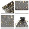 100 Moon Star Organza Jewelry Gift Pouch Candy Pouch Moon Drawstring Wedding Favor Bags AUG (5x7 inch, black) view 3