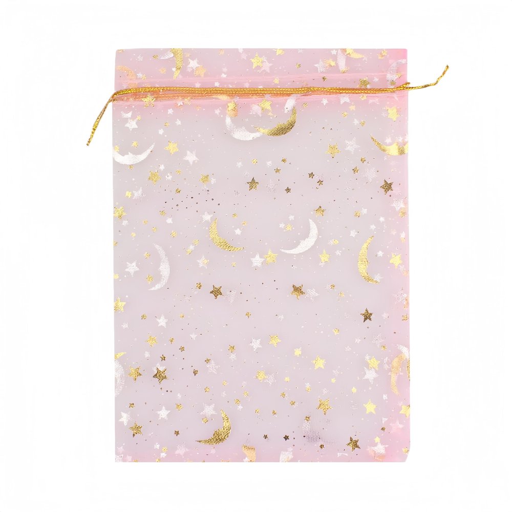 100 Moon Star Organza Jewelry Gift Pouch Candy Pouch Moon Drawstring Wedding Favor Bags AUG (5x7 inch, pink)