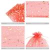 100 Moon Star Organza Jewelry Gift Pouch Candy Pouch Moon Drawstring Wedding Favor Bags AUG (5x7 inch, red) view 3