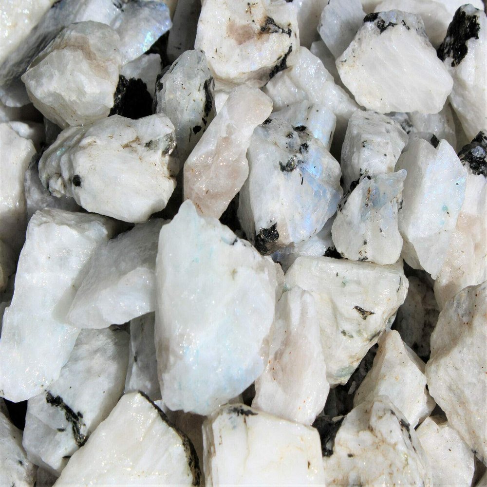 1/2 lb Bulk Lot Natural Rough Rainbow Moonstone Crystals (Raw Reiki Rocks 8 oz)