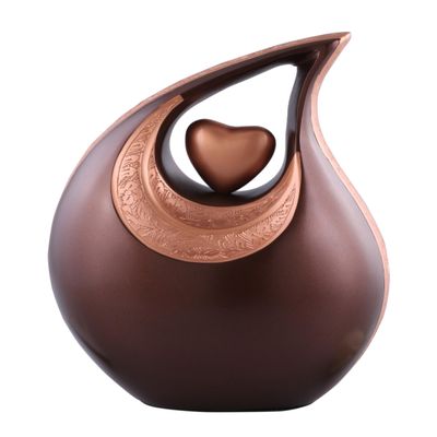 Teardrop Urn Bronze- Urns for Adult Men and Women - Cremation Urns for Ash, Funeral/Burial Urns, Decorative and Keepsake ERN, Heart Urn, 2.5 LTR