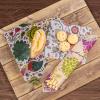 Akeeko Reusable Beeswax Food Wraps - Assorted 9 Packs, Reusable, Plastic-Free Food Storage, 5 Small, 2 Medium, 1 Large, 1 Extra Large Wraps with Plants and Boho Birds Pattern view 4