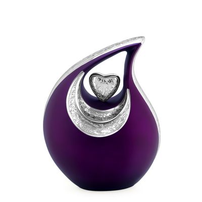 Large Purple Teardrop Urn for Human Ashes Male - Earns for Adult Men and Women - Cremation Urns for Ash, Funeral/Burial Urns, Decorative and Unique Keepsake ERN, Heart Urn, 2.5 LTR Volume