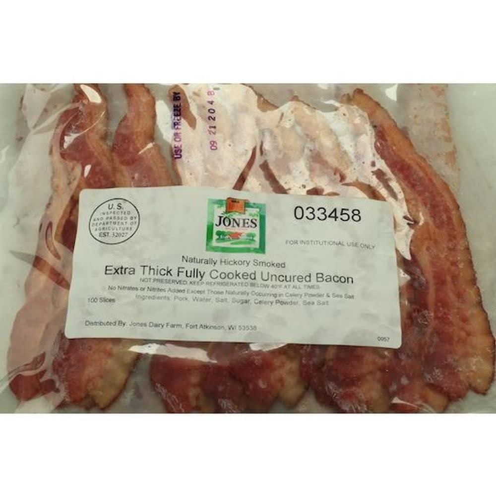 Jones Dairy Farm Fully Cooked Hickory Smoked Thick Slice Bacon, 100 Gram -- 2 per case
